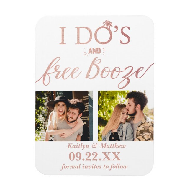 I Do's & Free Booze Modern Wedding Save The Date Magnet (Vertical)
