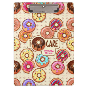 I Doughnut Care Cute Funny Doughnut Sweet Treats Clipboard
