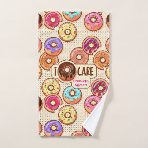 I Doughnut Care Cute Funny Doughnut Sweet Treats Hand Towel