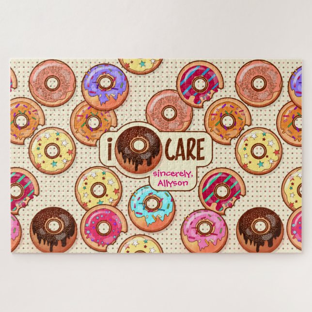 I Doughnut Care Cute Funny Doughnut Sweet Treats L Jigsaw Puzzle (Horizontal)