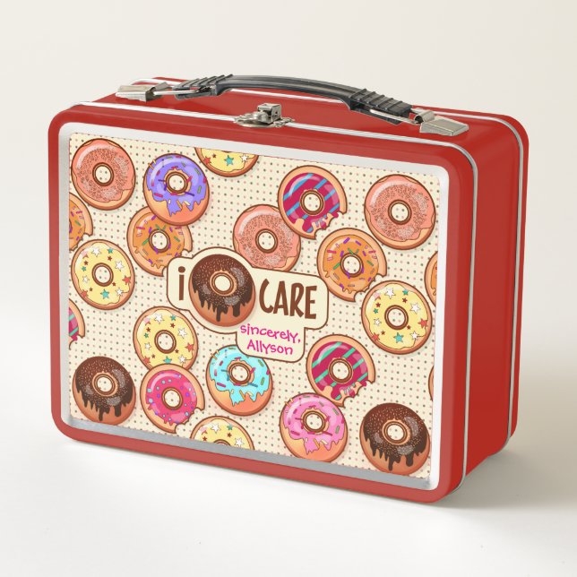 I Doughnut Care Cute Funny Doughnut Sweet Treats L Metal Lunch Box (Front)