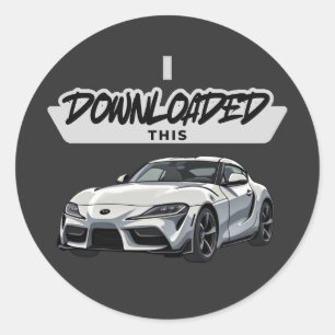 I Downloaded This Car - Retro Humour Car Design Classic Round Sticker