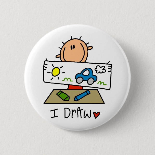 I Draw 6 Cm Round Badge (Front)