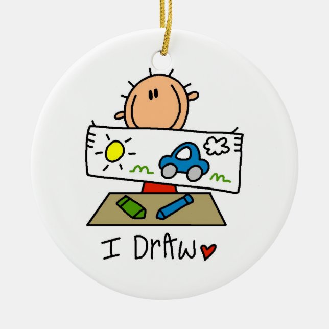 I Draw Ceramic Tree Decoration (Front)