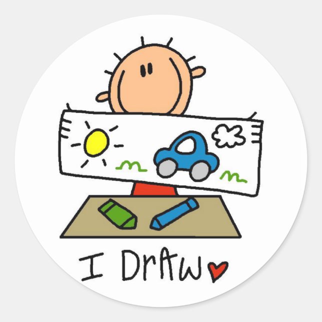 I Draw Classic Round Sticker (Front)