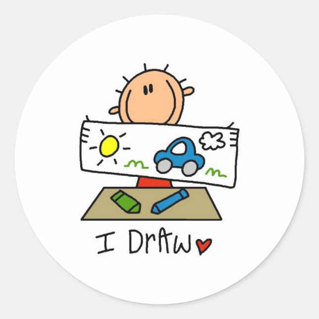 I Draw Classic Round Sticker (Front)
