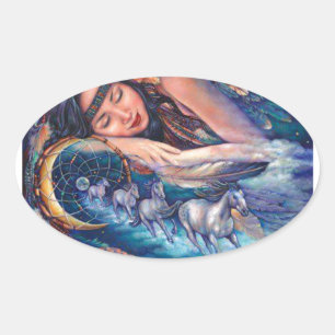 i dream of horses oval sticker