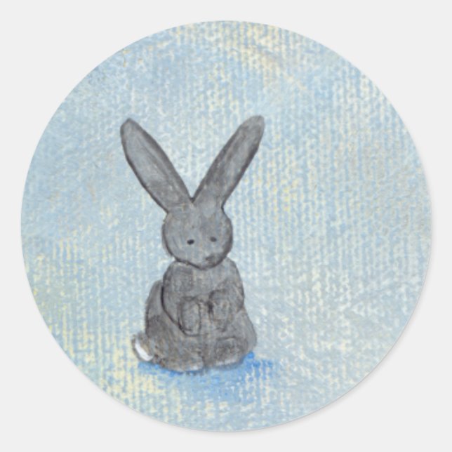 I Dream of Rabbits fun unique modern art painting Classic Round Sticker (Front)