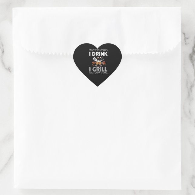 I Drink And Grill Food Custom Gift Heart Sticker (Bag)