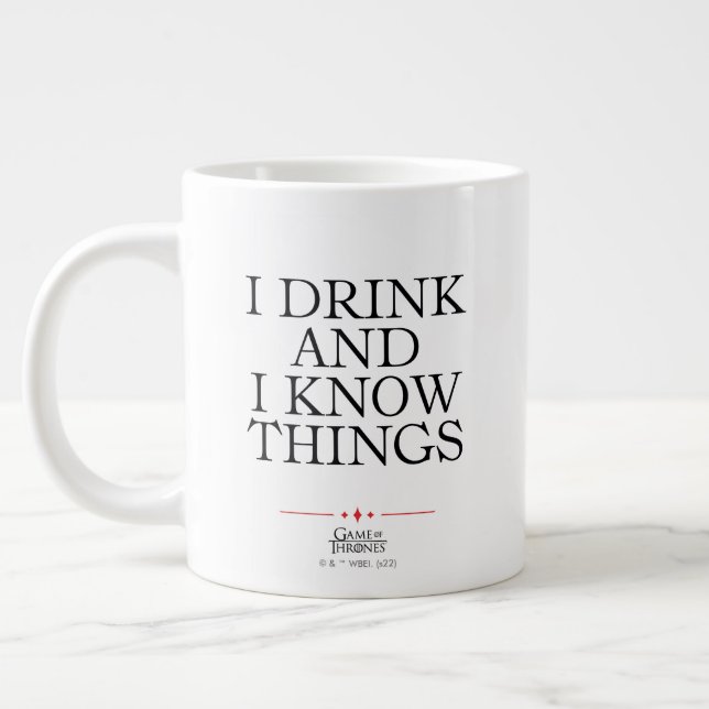 I Drink and I Know Things Large Coffee Mug (Left)