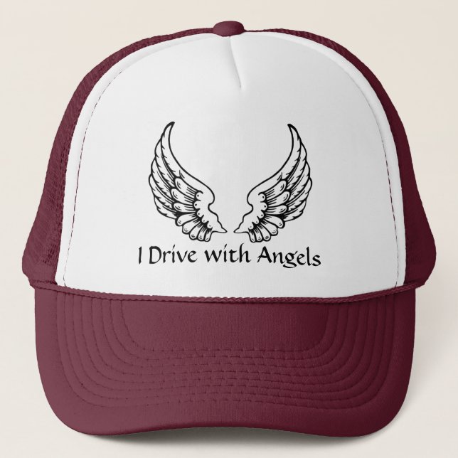 I Drive with Angels Trucker Style Cap (Front)