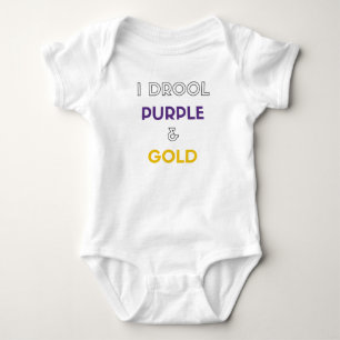 I Drool Purple and Gold Baby Bodysuit