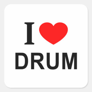 I ❤️ DRUM I LOVE DRUM I HEART DRUM SQUARE STICKER