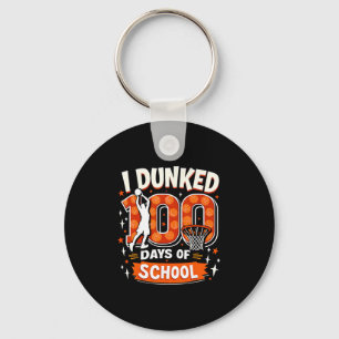 I Dunked 100 Days Of School Boys Sketll 100th Day Key Ring