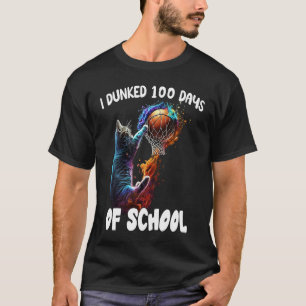 I Dunked 100 Days Of School Cat Basketball 100Days T-Shirt