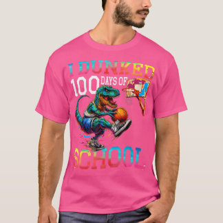 I Dunked 100 Days Of School Cute Basketball Dinosa T-Shirt