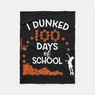 I Dunked 100 Days Of School Sketll 100th Day Boys Fleece Blanket