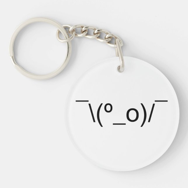 I Dunno LOL ¯\(º_o)/¯ Emoticon Japanese Kaomoji Key Ring (Front)
