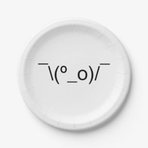 I Dunno LOL ¯\(º_o)/¯ Emoticon Japanese Kaomoji Paper Plate