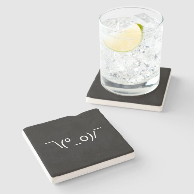 I Dunno LOL ¯\(º_o)/¯ Emoticon Japanese Kaomoji Stone Coaster (Side)