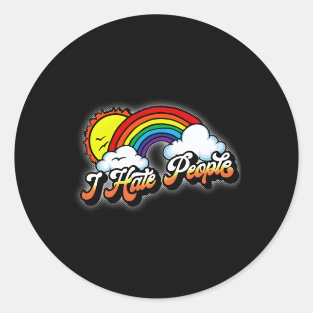 I E People Antisocial Introvert Rainbow Classic Round Sticker (Front)