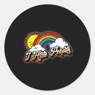 I E People Antisocial Introvert Rainbow Classic Round Sticker
