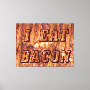 I Eat Bacon Text with Background Canvas Print