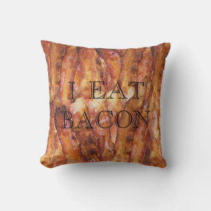 I Eat Bacon Text with Background Cushion