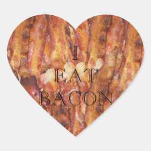 I Eat Bacon Text with Background Heart Sticker