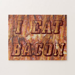 I Eat Bacon Text with Background Jigsaw Puzzle