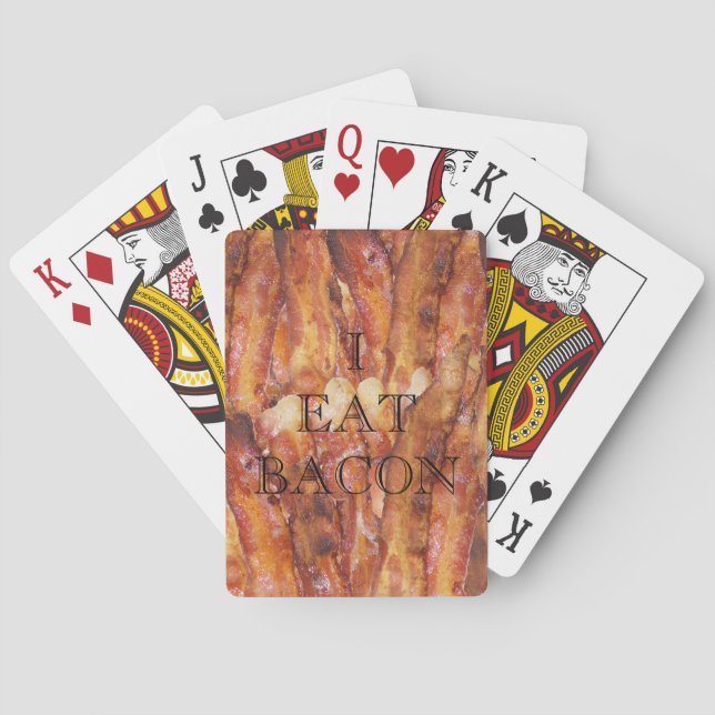I Eat Bacon Text with Background Playing Cards (Back)