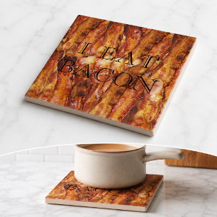 I Eat Bacon Text with Background Tile