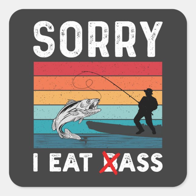 I Eat Bass Square Sticker (Front)