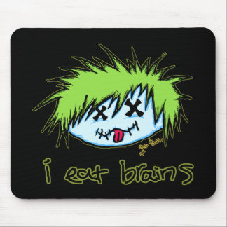 "i eat brains" Dude Zombie (on dark background) Mouse Mat