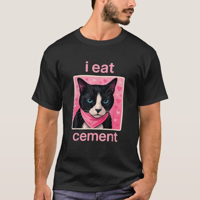 I Eat Cement Cat Funny Kitten Internet Memes Anima T-Shirt (Front)