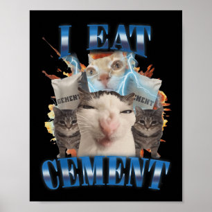 I Eat Cement Cursed Cat Funny Oddly Specific Dank  Poster