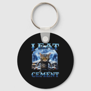 I Eat Cement Cursed Cat Funny Oddly Specific Meme Key Ring
