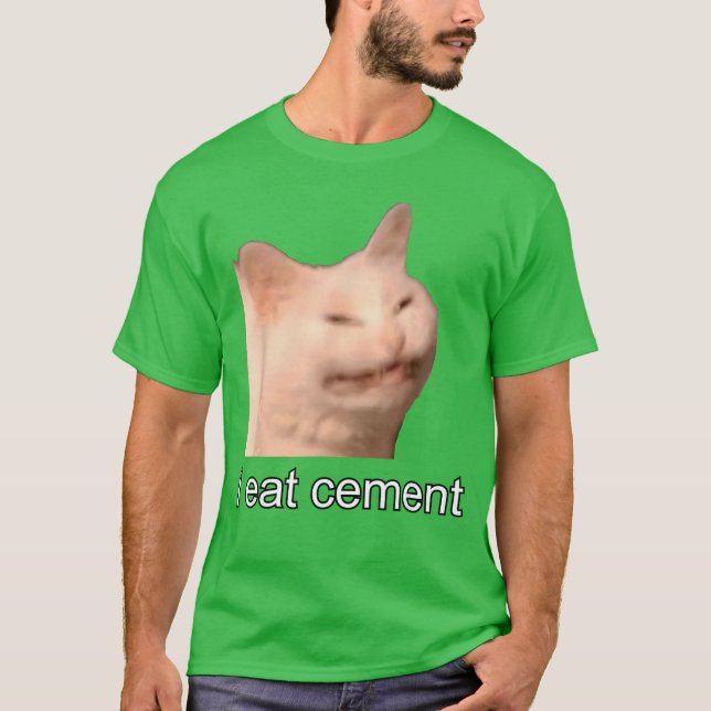 I Eat Cement Cursed Cat Funny Oddly Specific Meme  T-Shirt (Front)