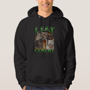I Eat Cement Funny Cat Meme Bootleg Graphic Hoodie