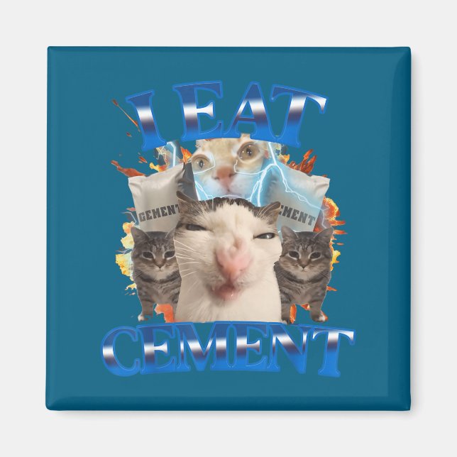 I Eat Cement Funny Cat Meme Men Women Kids Humor  Magnet (Front)