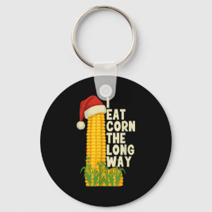 I Eat Corn The Long Way Funny Christmas Key Ring