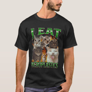 I Eat Microplastics Funny Cat Meme Bootleg Graphic T-Shirt