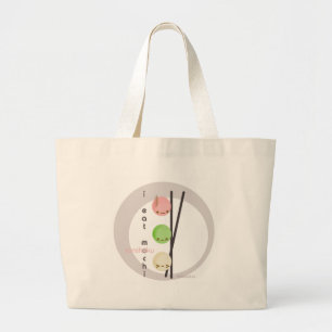 I eat mochi large tote bag