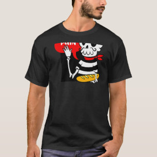 I Eat Pain French Skeleton Bread Pun Meme On Back T-Shirt