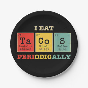 I Eat Tacos Periodically Paper Plate