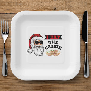 I Eat The Cookie Funny Dirty Joke Santa Christmas Paper Plate