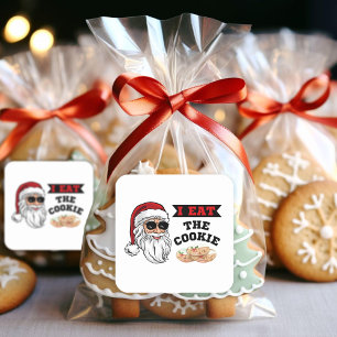 I Eat The Cookie Funny Dirty Joke Santa Christmas Square Sticker