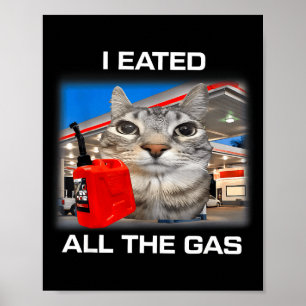 I Eated All The Gas Funny Silly Staring Cat Meme G Poster