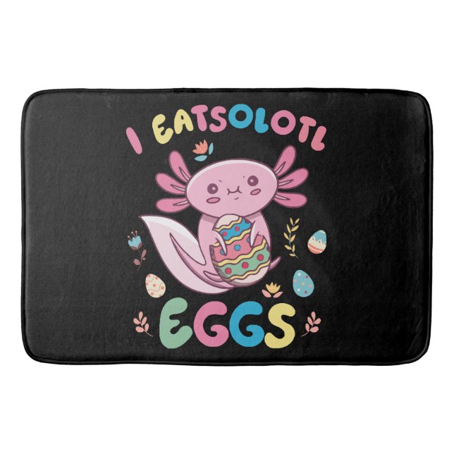 I Eatsolotl Eggs Rabbit Axolotl Bunny Easter Bath Mat (Front)