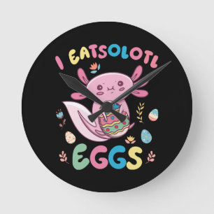 I Eatsolotl Eggs Rabbit Axolotl Bunny Easter Round Clock